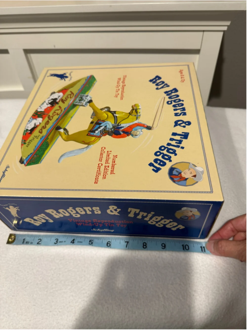 Vintage Schylling Roy Rogers & Trigger Win-Up Tin Toy Yellow Red LTD Edition